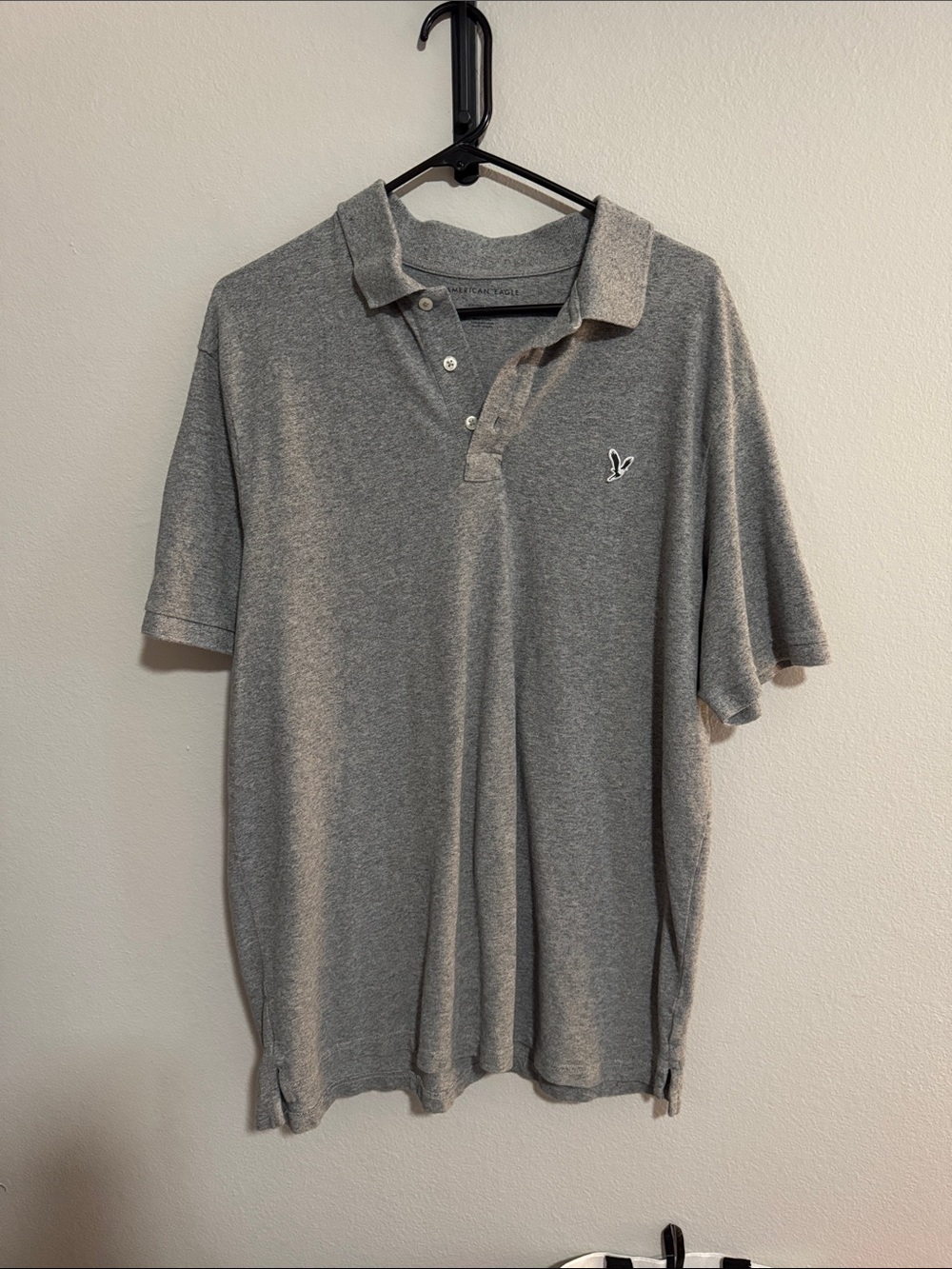 American Eagle Outfitters Grey Men’s Polo with Embroidered Logo